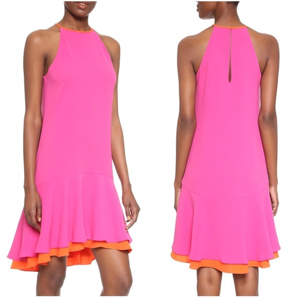 Diane Von Furstenberg Dresses & Skirts - Diane von Furstenberg Pink/Orange Flounce Dress